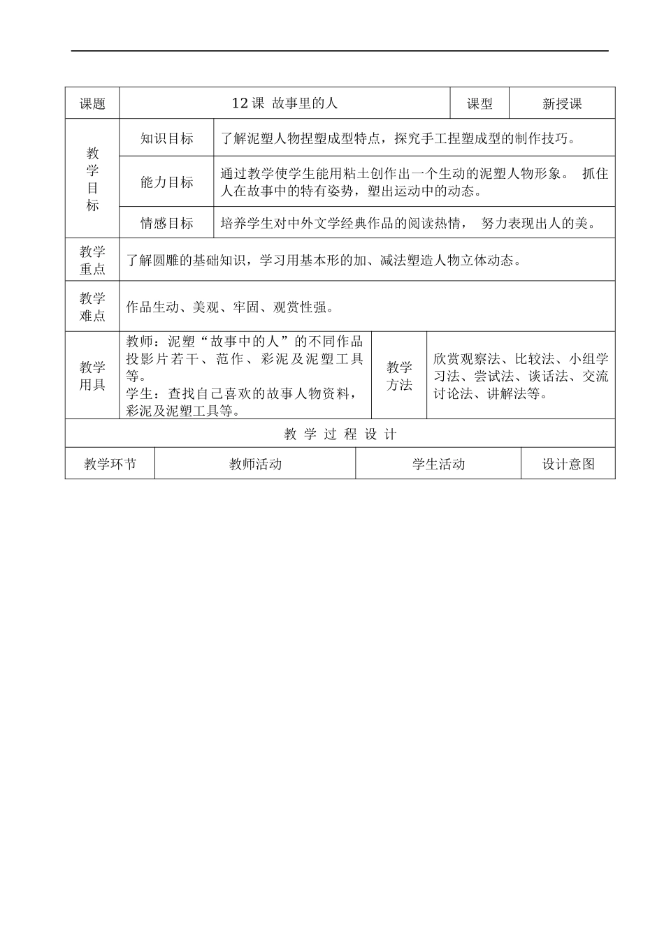 人美小学美术六上《第10课故事里的人》word教案 (1) .docx_第1页