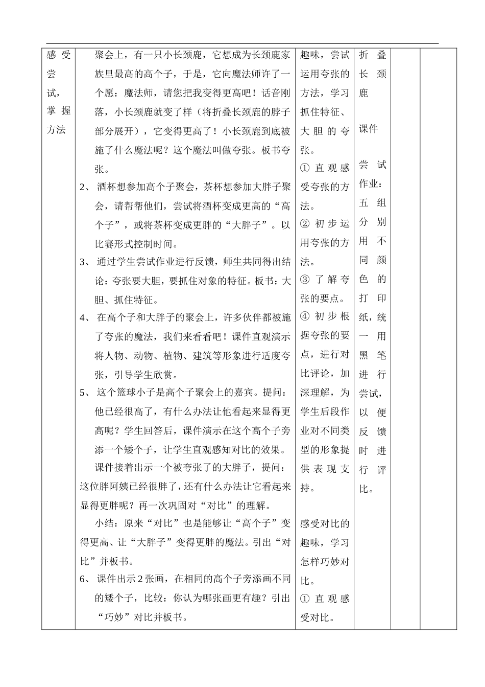 湘教小学美术二上《6高个子和大胖子 》word教案.doc_第2页