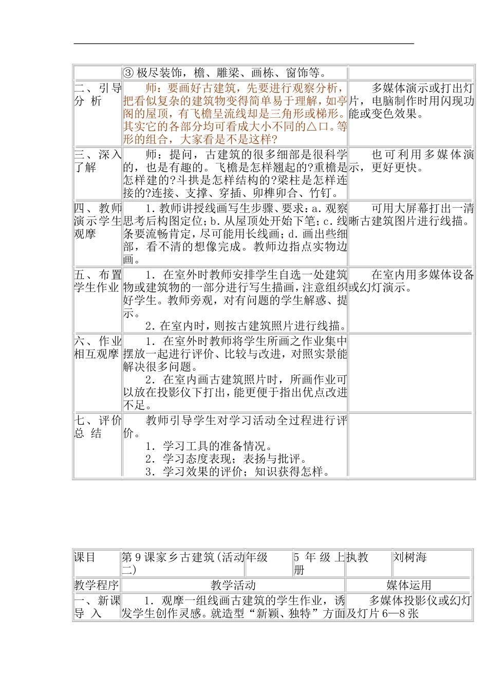 湘教小学美术五上《第2课家乡的古建筑》word教案 (2) .doc_第2页