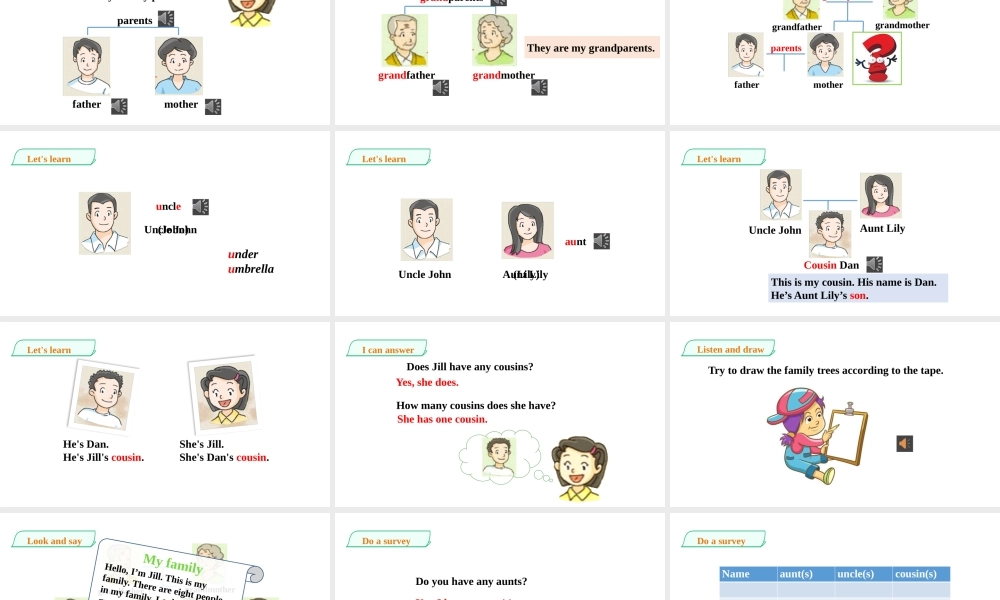 预课--Unit 4 Do you have any cousins第一课时.pptx