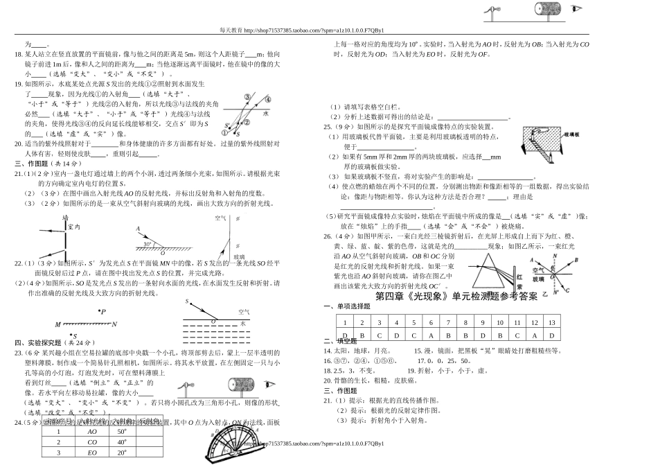 第四章《光现象》单元检测题 .doc_第2页