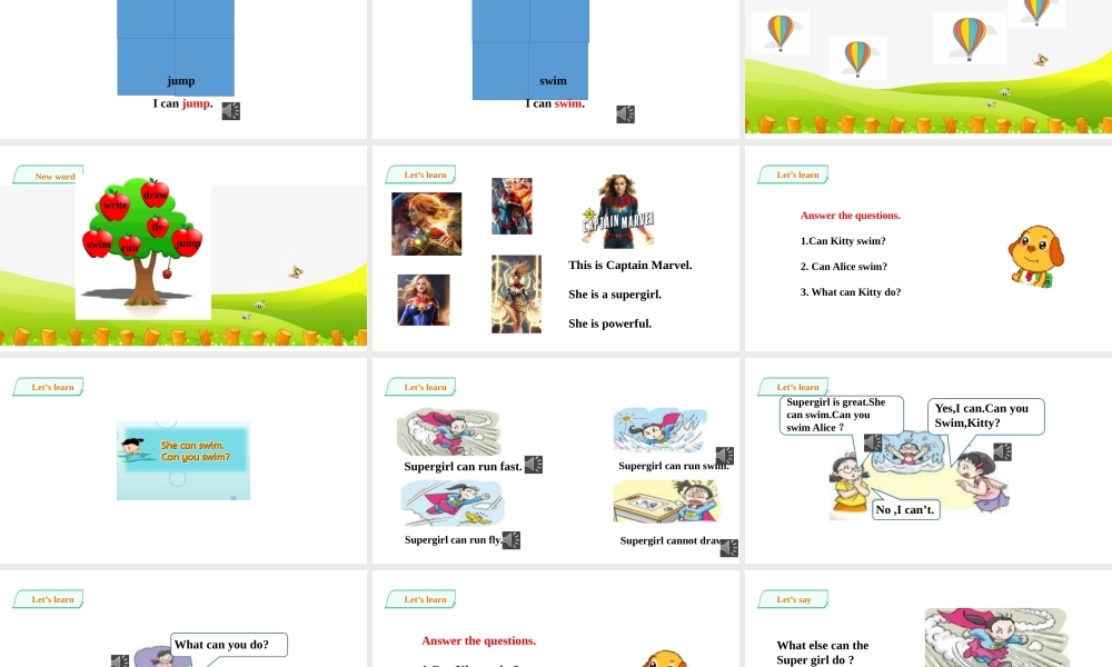 预课--Unit2 Can you swim？第一课时 课件.pptx