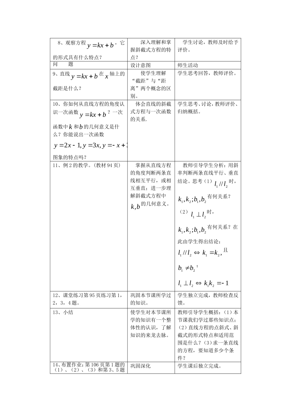 .3.2.1直线的点斜式、斜截式方程教案 新人教A版必修2_第3页