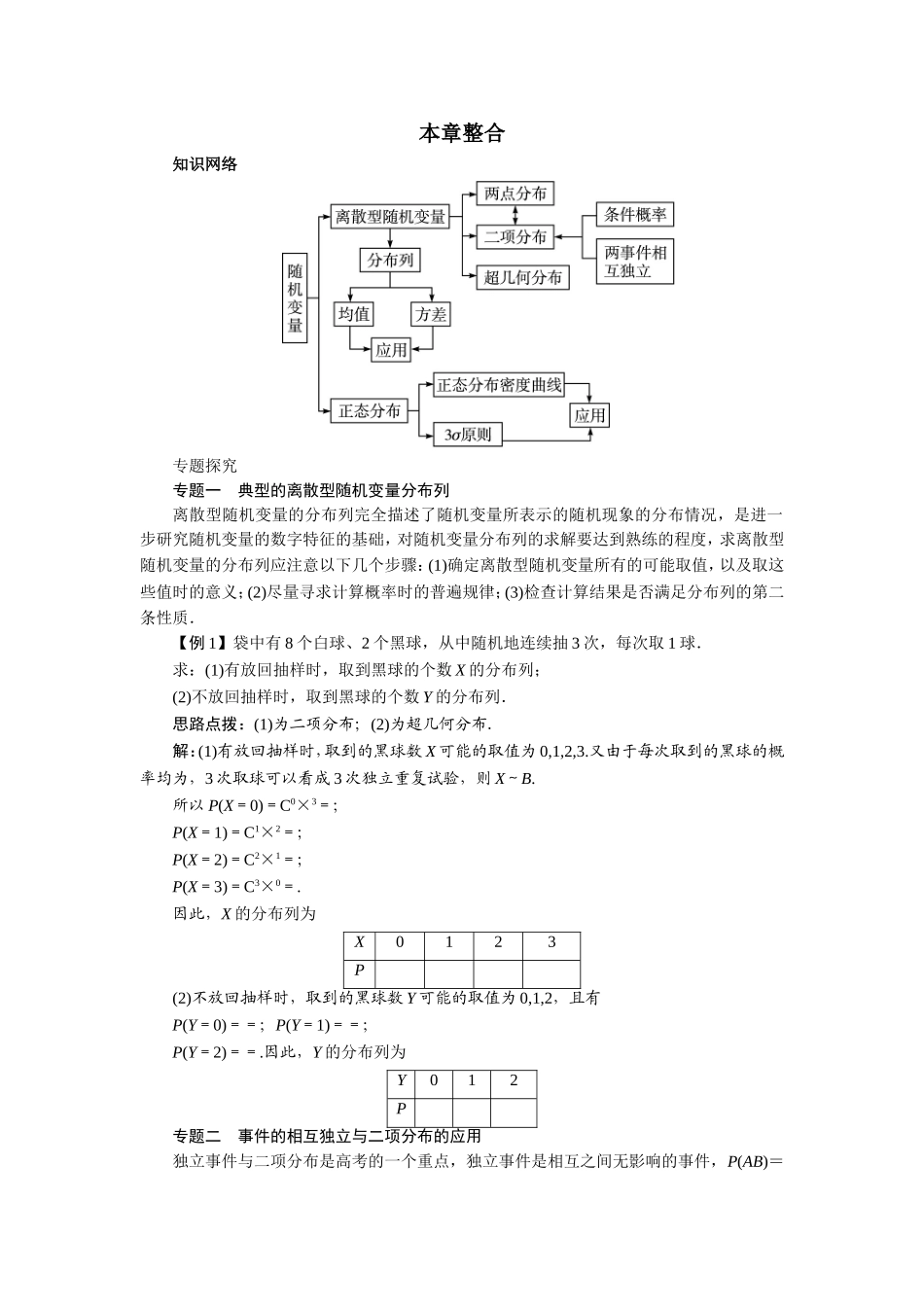 2017学年高中数学人教A版选修2-3本章整合教案：第二章随机变量及其分布 Word版含解析.doc_第1页