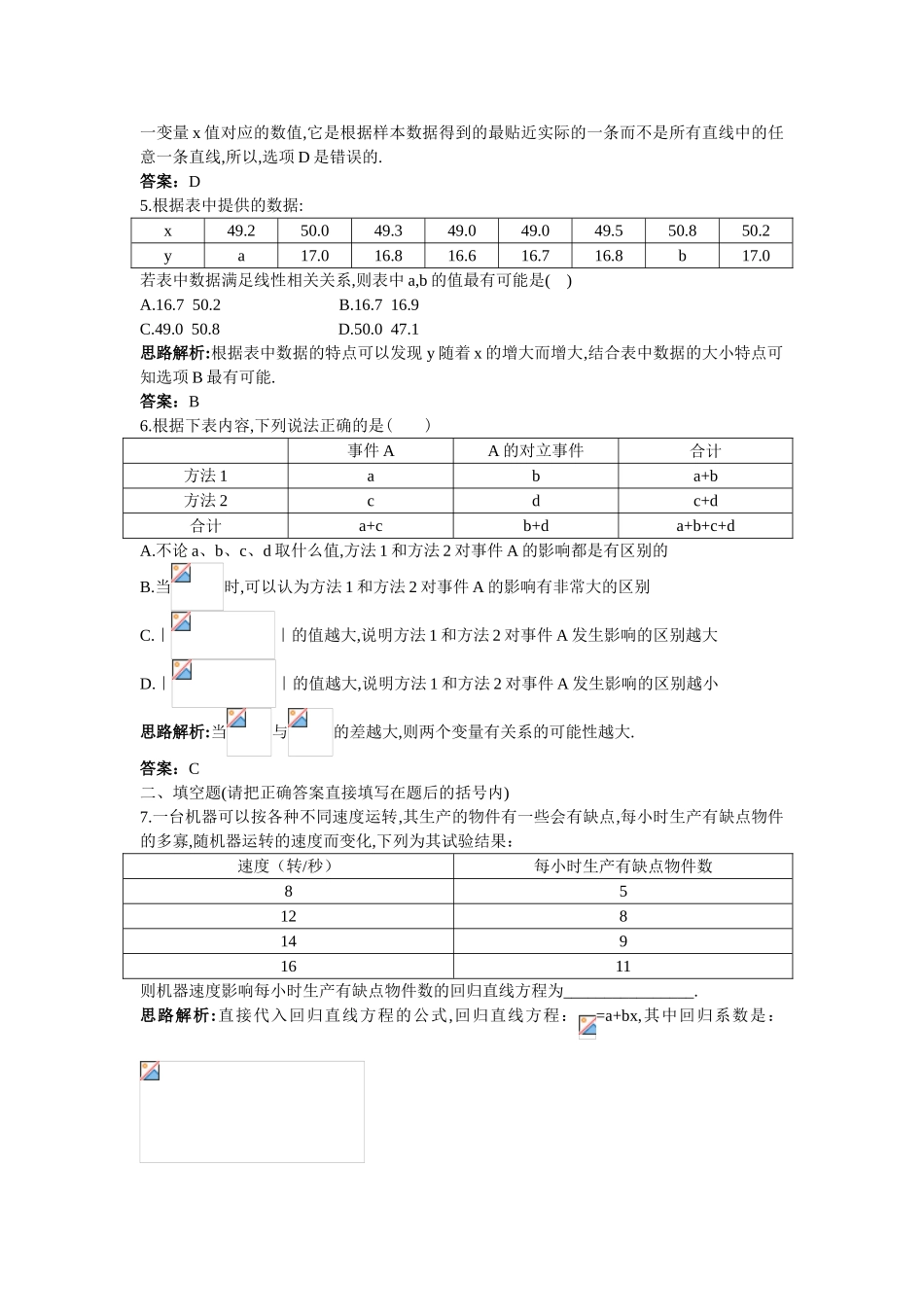 2017学年高中数学人教A版选修2-3本章测评：第三章统计案例1 Word版含解析.doc_第2页