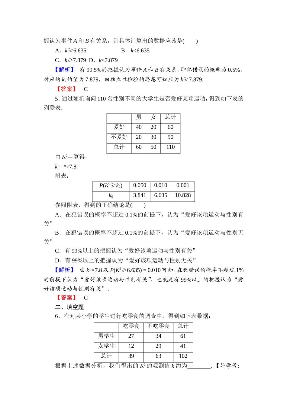2017学年高中数学人教A版选修2-3课后训练：3.2 独立性检验的基本思想及其初步应用 Word版含解析.doc_第2页