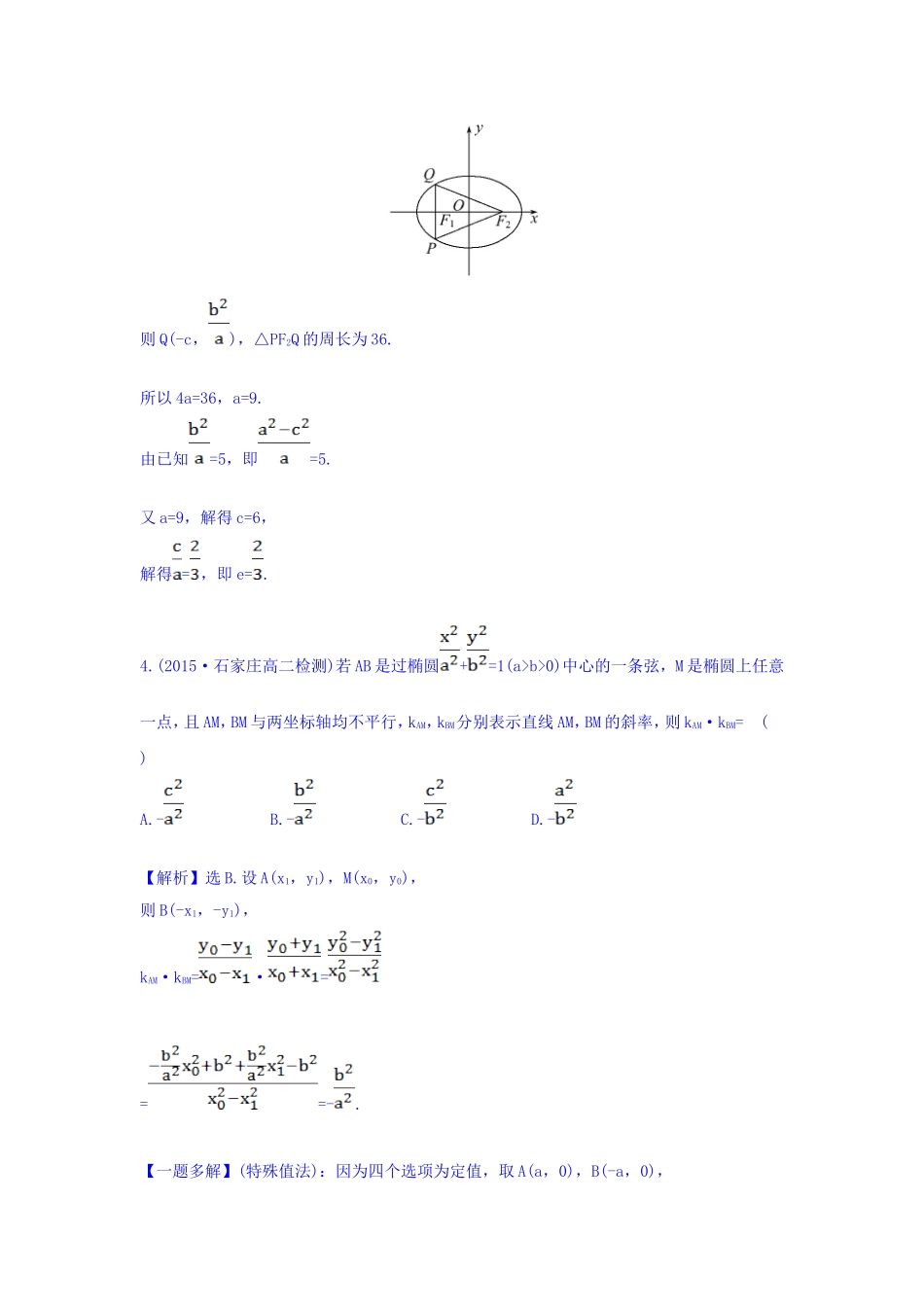 人教A版高中数学选修1-1课时提升作业（十一） 2.1.2 椭圆的简单几何性质 第2课时 椭圆方程及性质的应用 探究导学课型 Word版含答案.doc_第3页