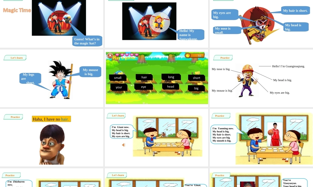 预课——牛津深圳版英语二年级上册Moudle2 U6 My hair is short.第二课时ppt.ppt