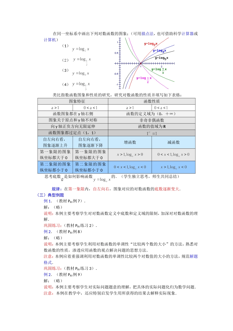 高一数学人教A版必修一精品教案：2.2.2对数函数（1） Word版含答案.doc_第2页