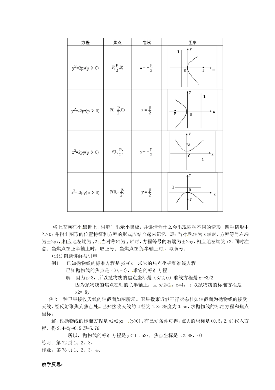 高中数学 2.2.10抛物线及标准方程教案 新人教A版选修1-1.doc_第2页
