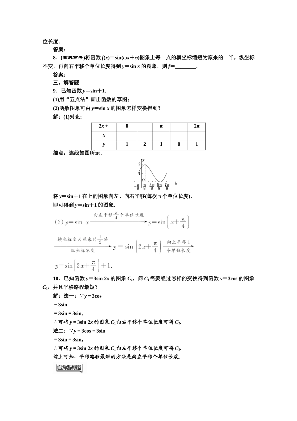高中数学人教A版必修4课时达标检测（十二）函数y＝Asin（ωx＋φ）的图象（一） Word版含解析.doc_第2页