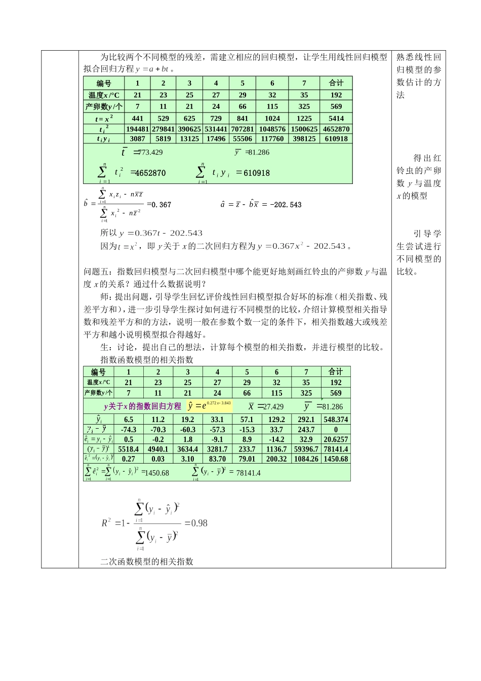 高中数学 3.1回归分析的基本思想及其初步应用第3课时教案 新人教版选修2-3.doc_第3页