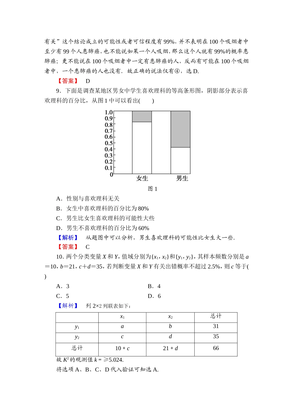 高中数学人教A版选修1-2章末综合测评1 Word版含解析.doc_第3页