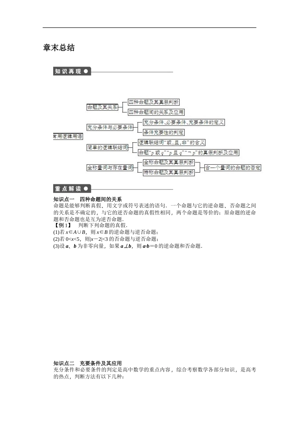 高中数学（人教版A版选修2-1）配套课时作业：第一章　常用逻辑用语 章末总结 Word版含答案.docx_第1页