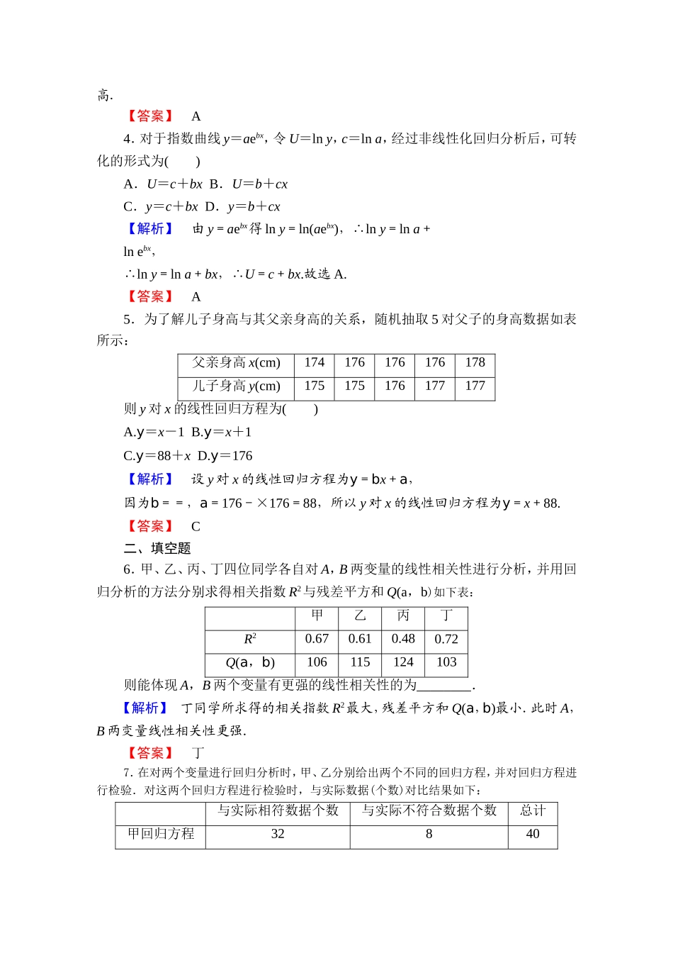 高中数学人教A版选修2-3 第三章 统计案例 3.1学业分层测评 Word版含答案.doc_第2页