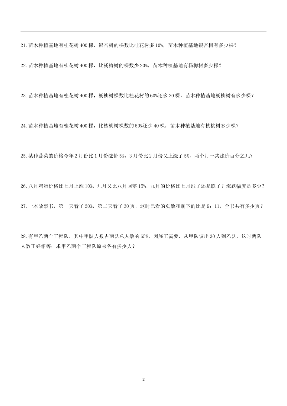 新人教版小学六年级数学第6单元试题.doc_第2页