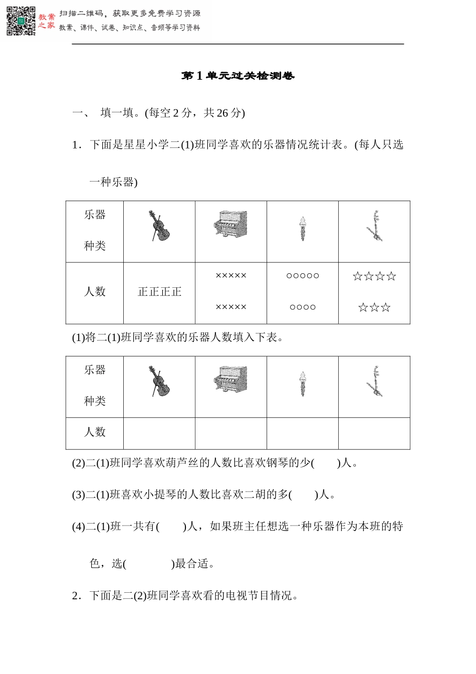 人教版数学二年级下册第一单元过关检测卷1.docx_第1页