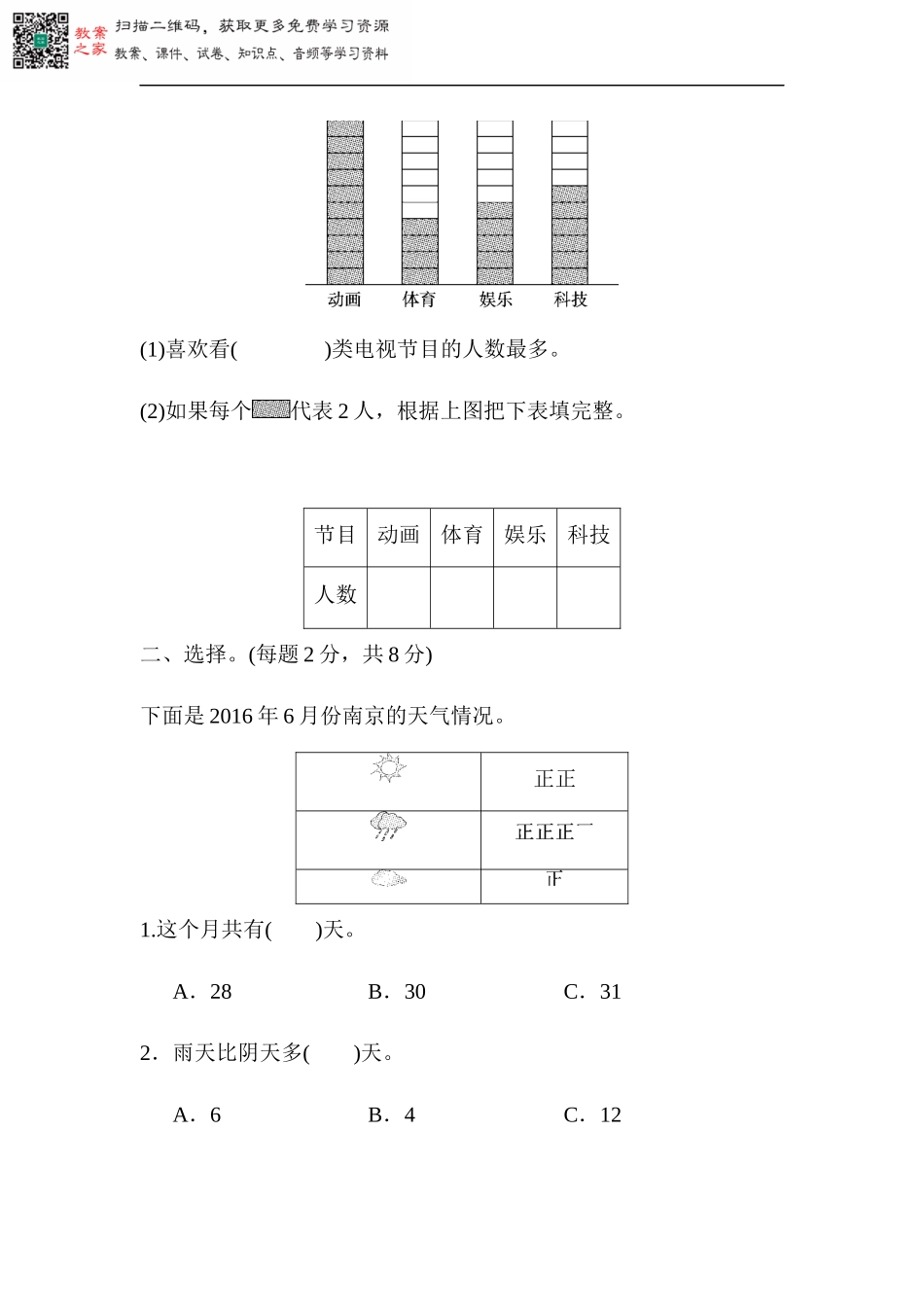 人教版数学二年级下册第一单元过关检测卷1.docx_第2页
