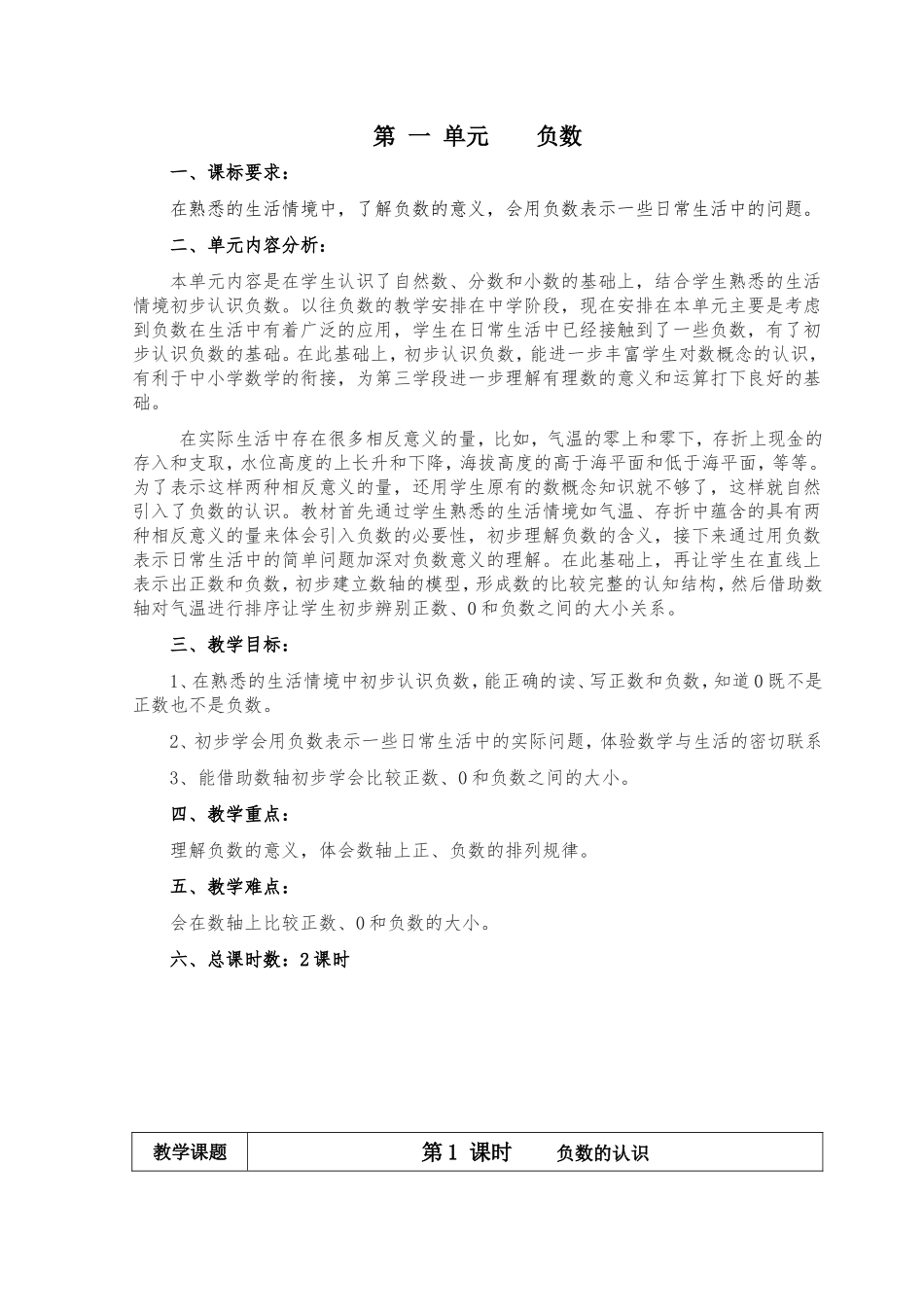 最新人教版小学数学六年级下册第一单元教案(表格式).doc_第1页