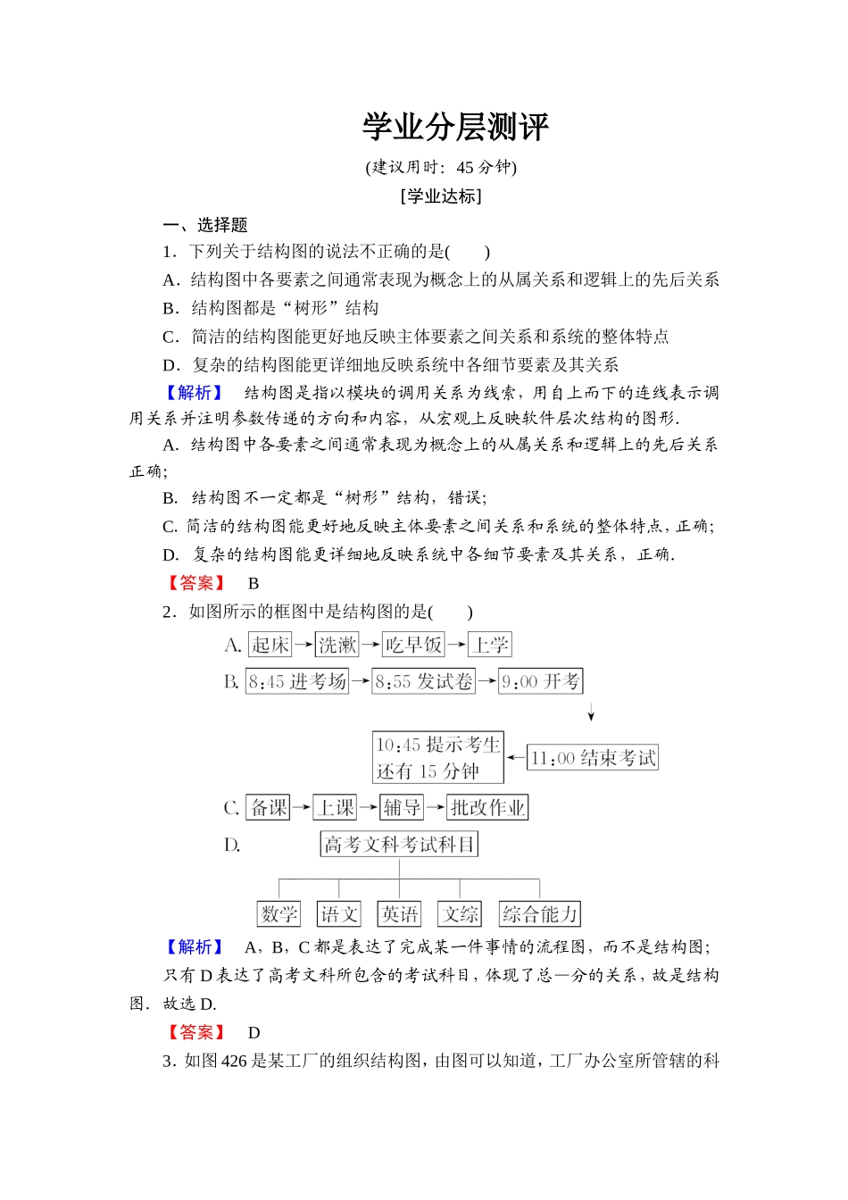 高中数学人教A版选修1-2学业分层测评13 结构图 Word版含解析.doc_第1页