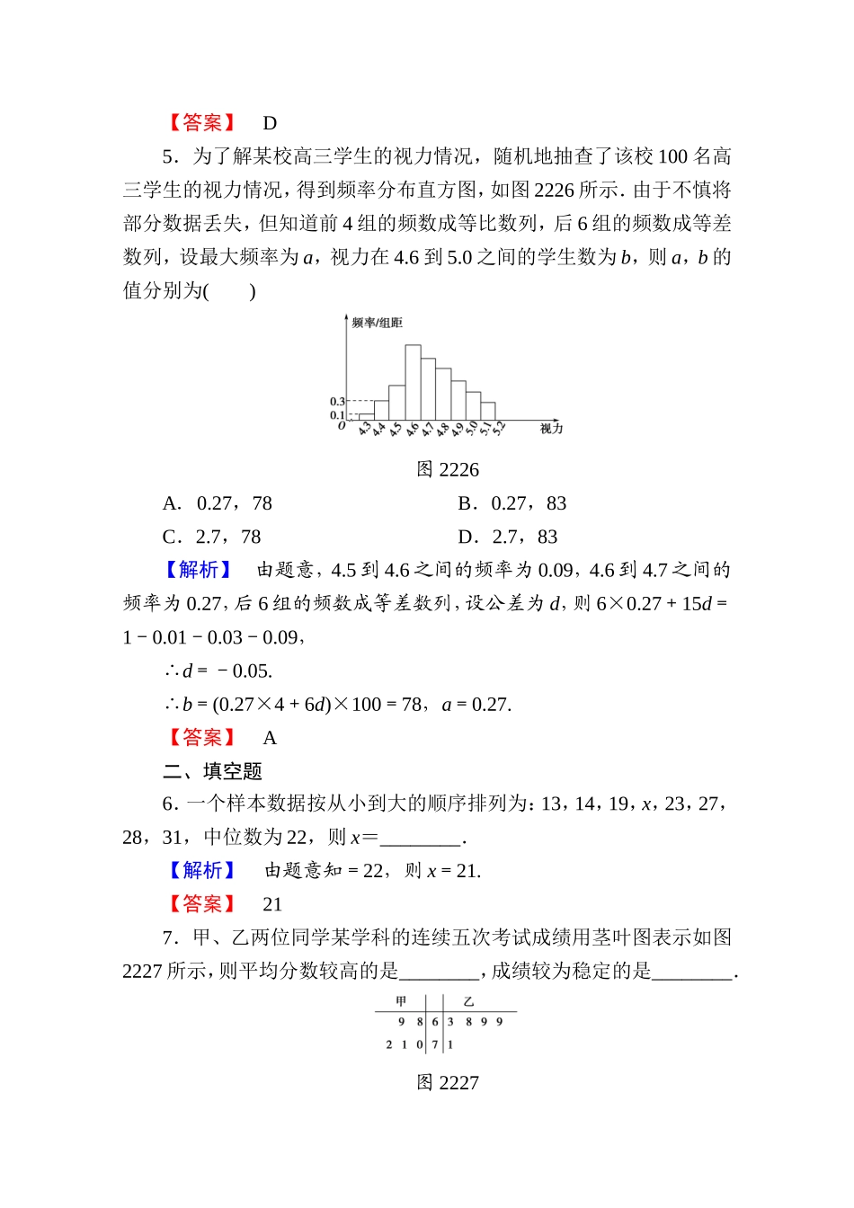 高中数学人教A版必修三 第二章 统计 学业分层测评13 Word版含答案.doc_第3页