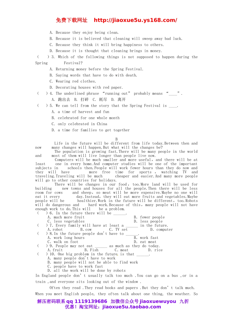 八年级英语上册 Unit 7 Will people have robots测试卷.doc_第3页