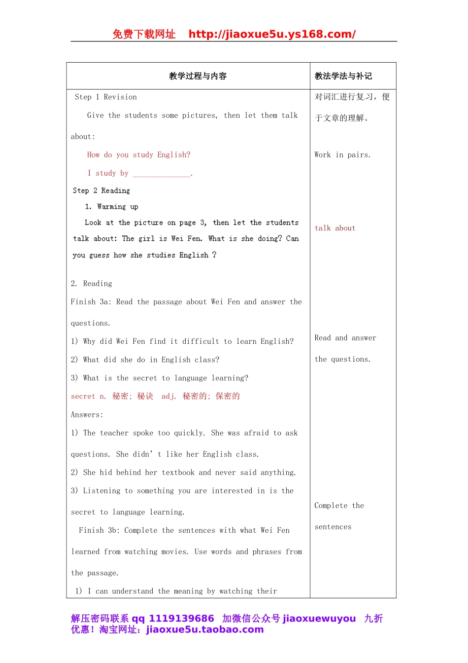 山东省临沂市费城镇初级中学九年级英语全册 Unit 1 How can we become good learners？（第2课时）教案 （新版）人教新目标版.doc_第2页