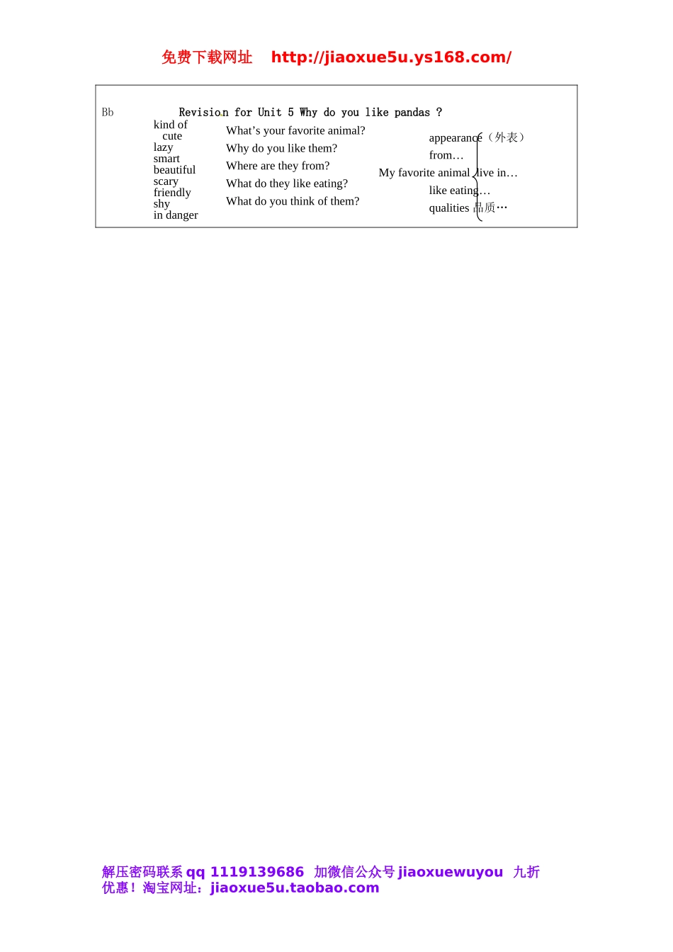湖北省十堰市竹山县茂华中学七年级英语下册 Unit 5 Why do you like pandas Period 5教案 （新版）人教新目标版.doc_第3页