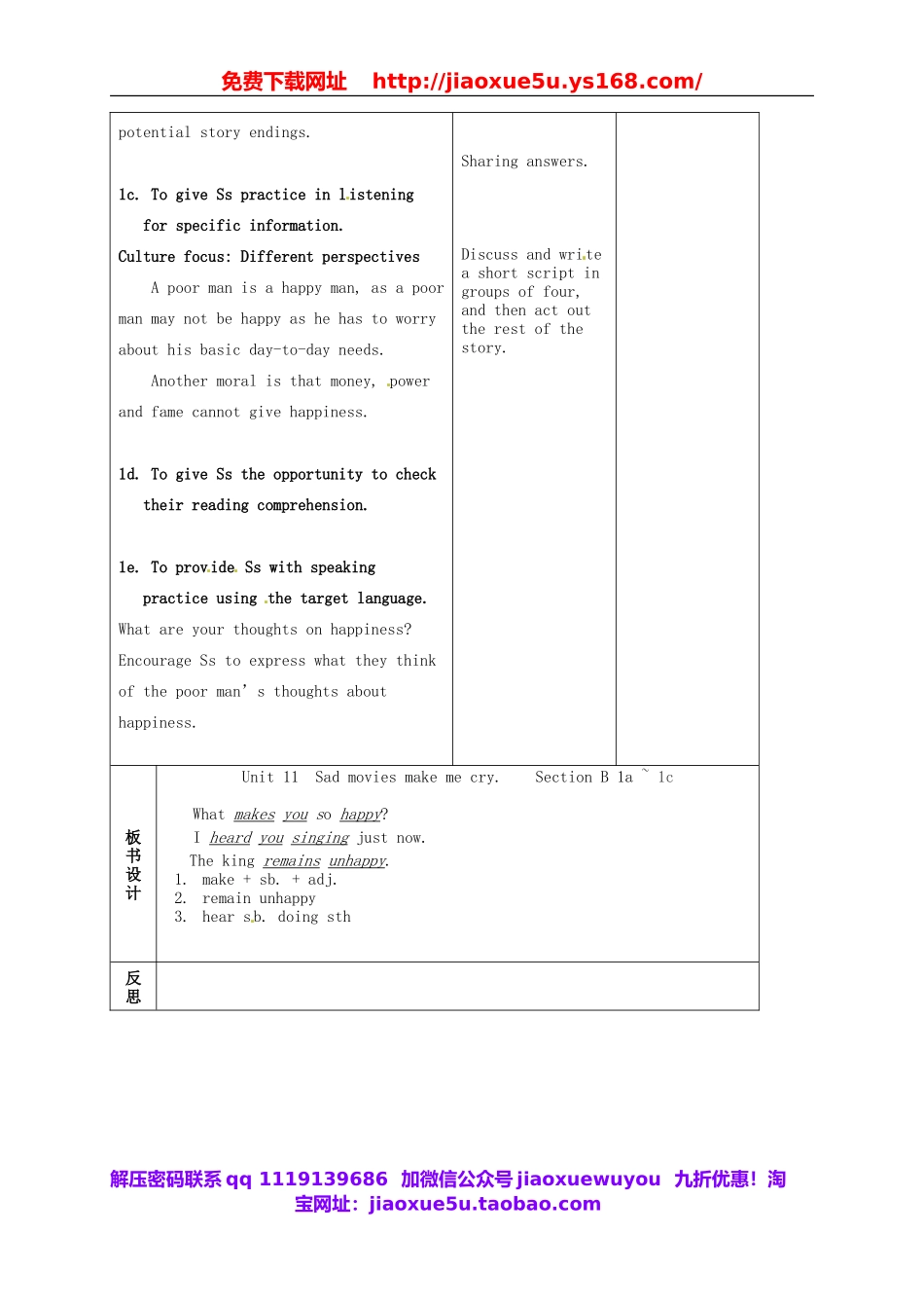 浙江省绍兴县杨汛桥镇中学九年级英语全册《Unit 11 Sad movies make me cry》（第4课时）教案.doc_第2页