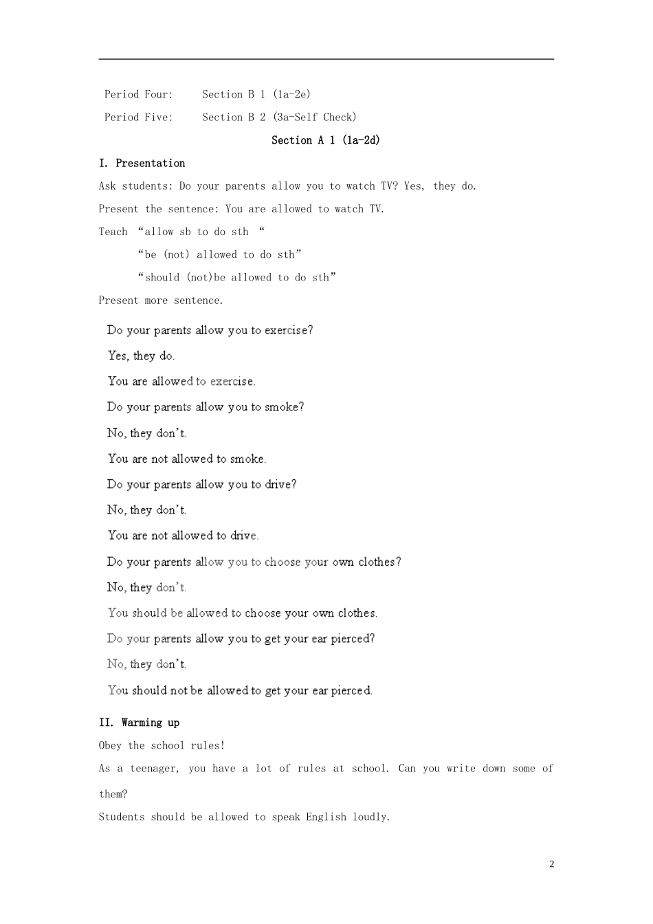 湖北省松滋市涴市镇初级中学九年级英语全册 Unit 7 Teenagers should be allowed to choose their own clothes Section A1 (1a-2d)教案.doc_第2页