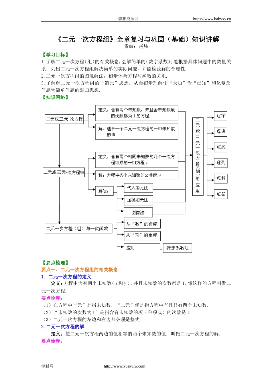 《二元一次方程组》全章复习与巩固(基础)知识讲解.doc_第1页