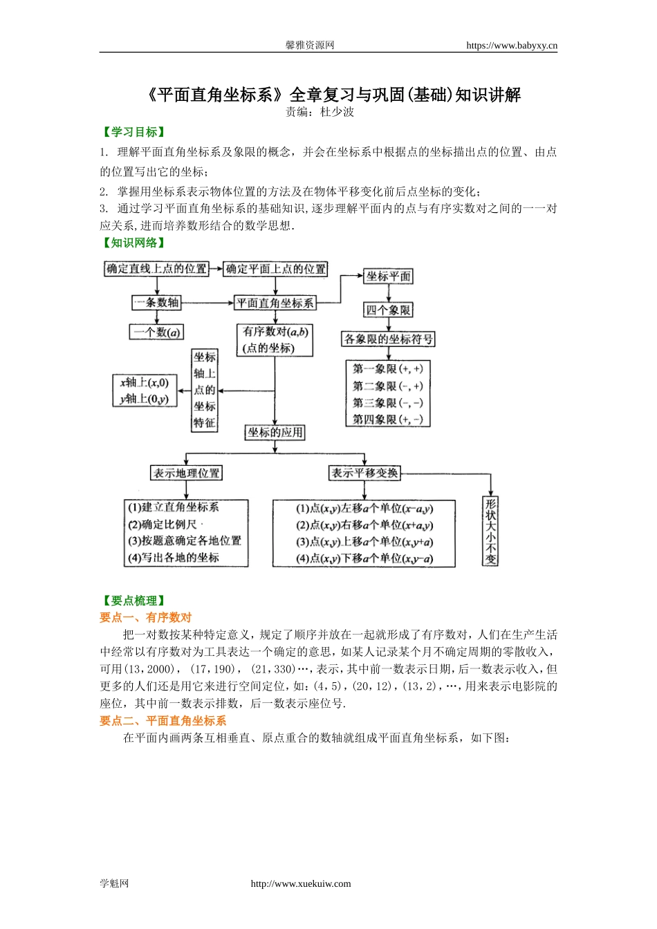 《平面直角坐标系》全章复习与巩固(基础)知识讲解.doc_第1页