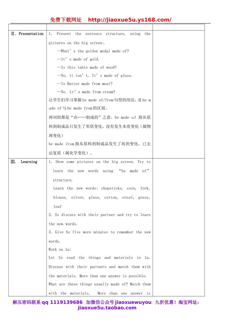 浙江省绍兴县杨汛桥镇中学九年级英语全册 Unit 5 What are the shirts made of（第1课时）教案.doc_第2页