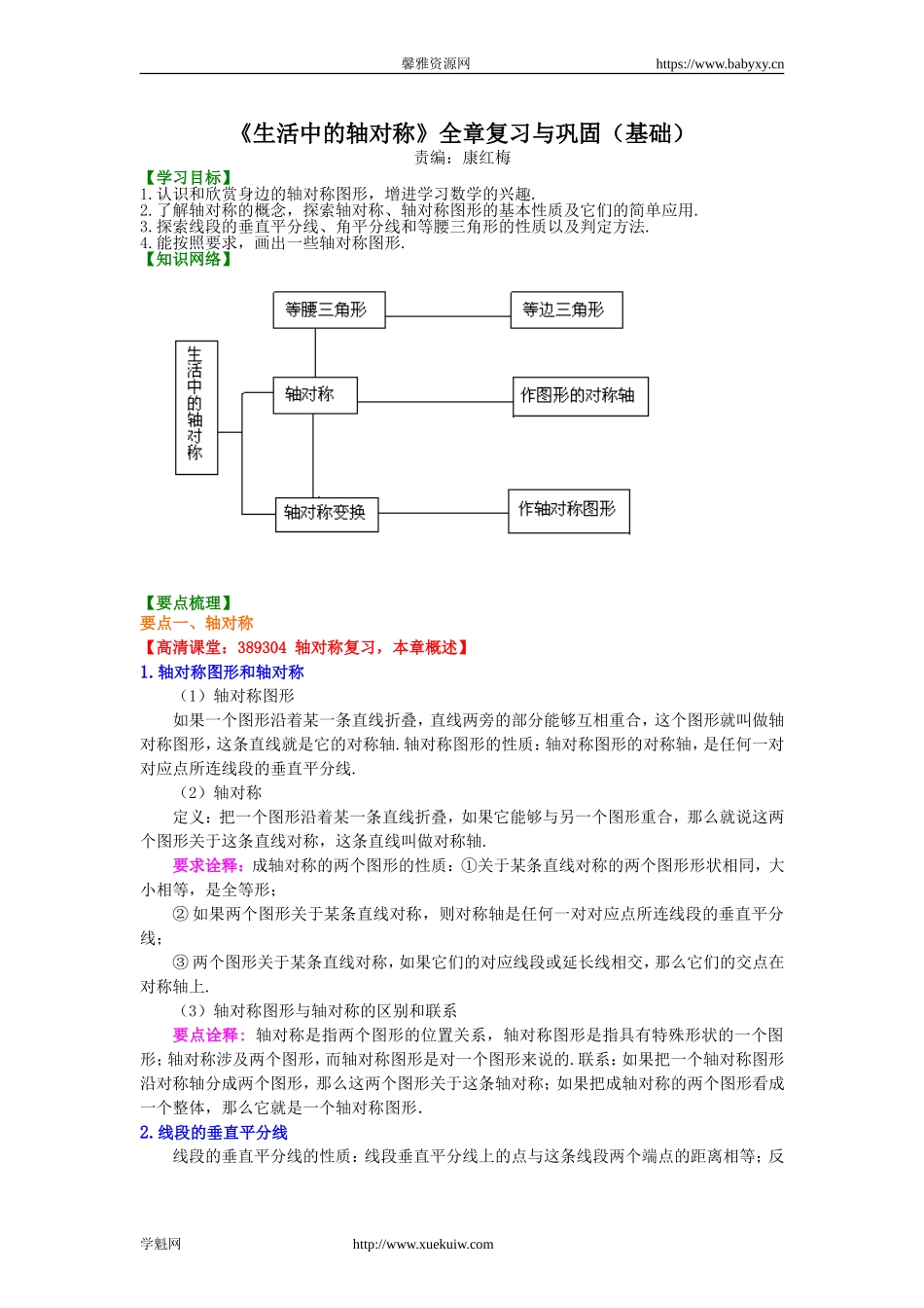 《生活中的轴对称》全章复习与巩固（基础）知识讲解.doc_第1页