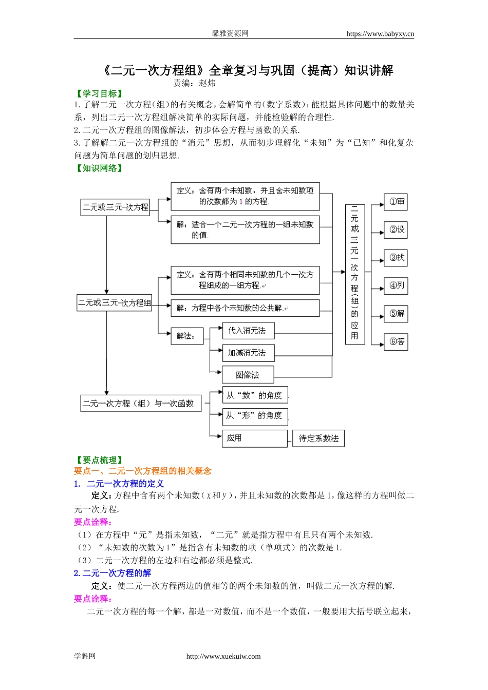 《二元一次方程组》全章复习与巩固(提高)知识讲解.doc_第1页