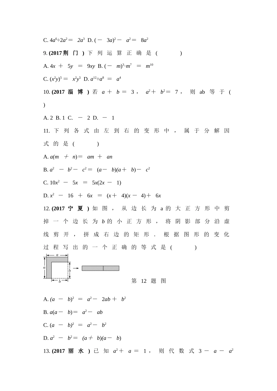 第4课时整式与因式分解 （Word版）.doc_第2页