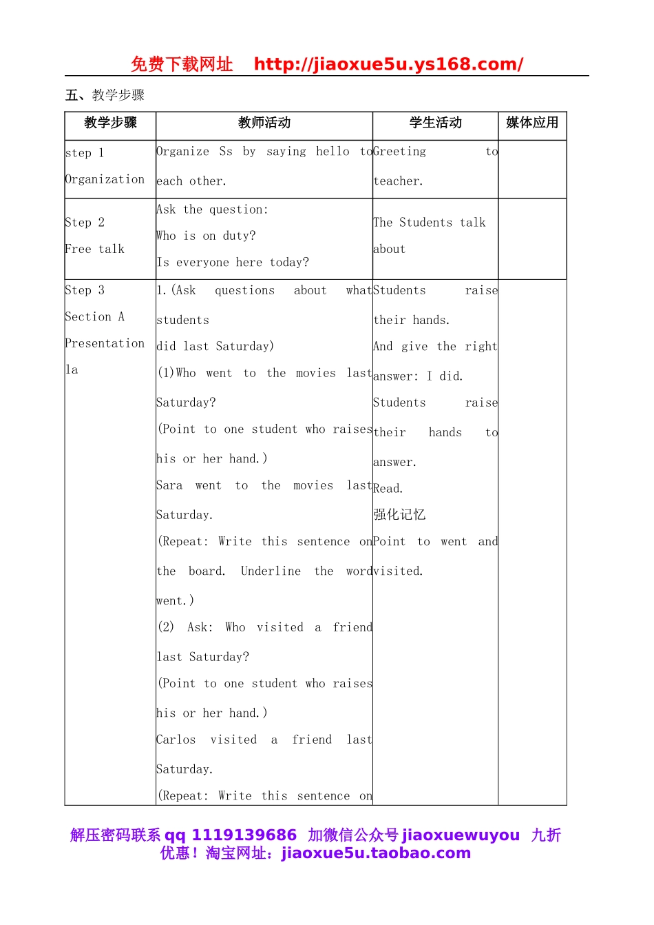 八年级英语上册 Unit 1 Where did you go on vacation？教案3 .doc_第2页