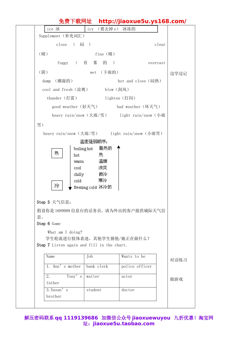 重庆市第七十一中学校七年级英语下册《Unit 7 It’s raining》教案 （新版）人教新目标版.doc_第2页