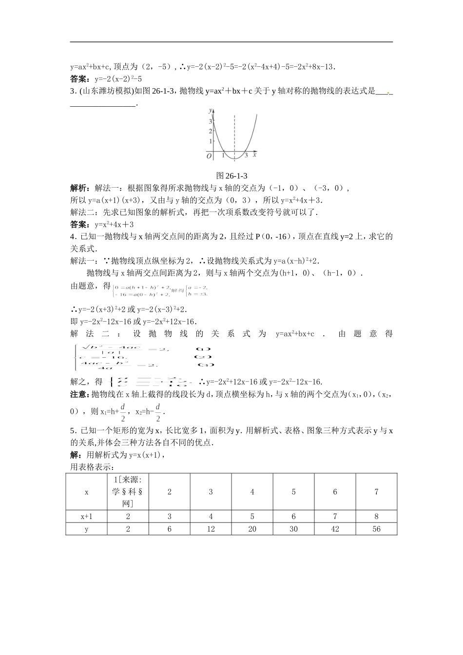 新人教数学 9年级下：同步测控优化训练（26.1 二次函数（综合练习））.doc_第2页