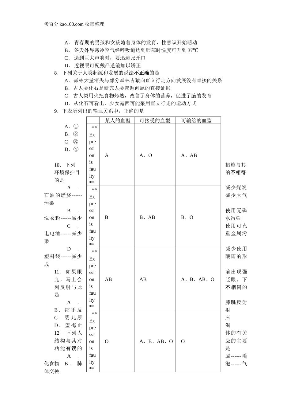 2017湖南益阳生物中考试卷(1).doc_第2页