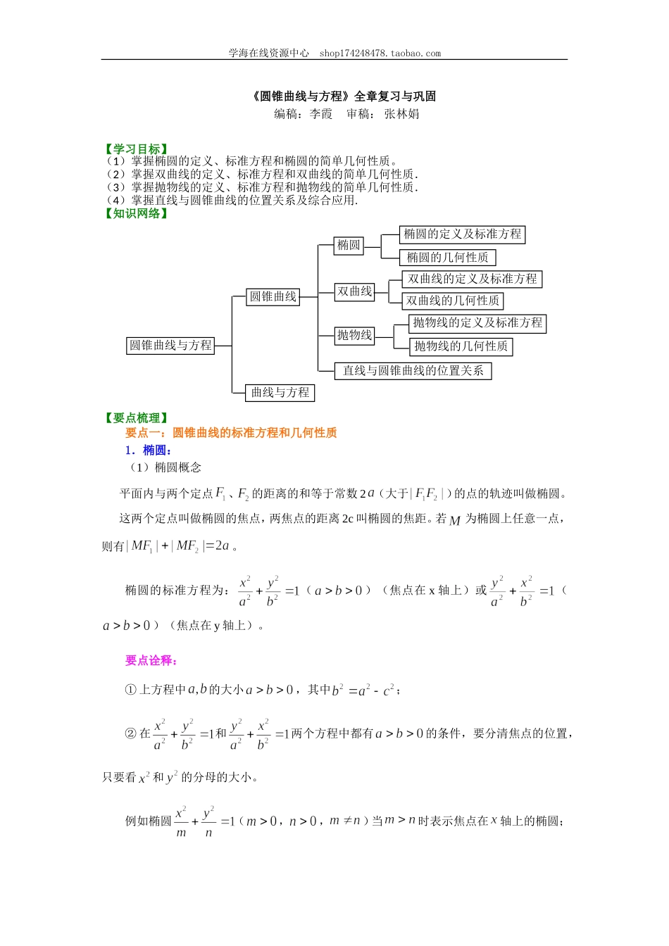 知识讲解_《圆锥曲线与方程》全章复习与巩固（基础）（理）.doc_第1页