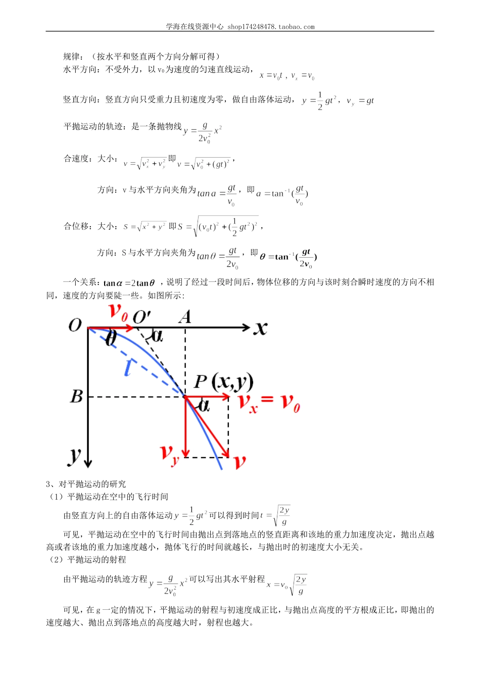 知识讲解 抛体运动解题技巧 基础.doc_第2页