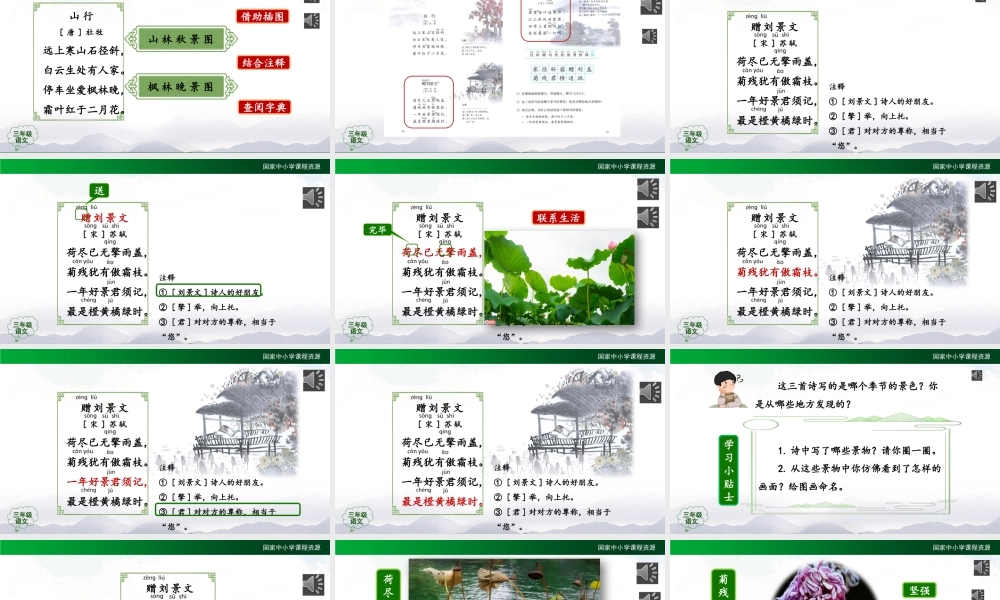 0916三年级语文（统编版）《古诗三首》(第二课时)-教学课件 .pptx