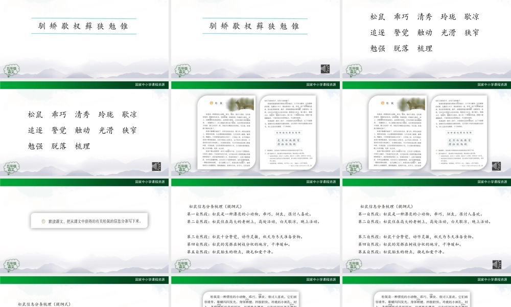 1109五年级【语文(统编版)】松鼠(第二课时)-2PPT课件 .pptx