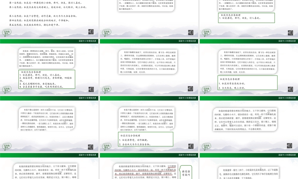 1109五年级【语文(统编版)】松鼠(第二课时)-2PPT课件 .pptx