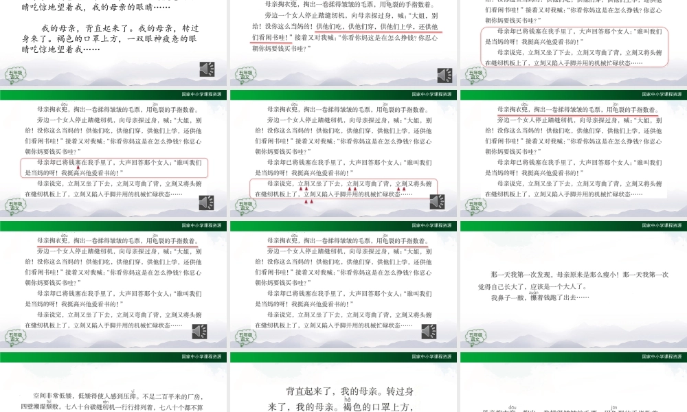 1117五年级【语文(统编版)】慈母情深（第二课时）-2PPT课件 .pptx