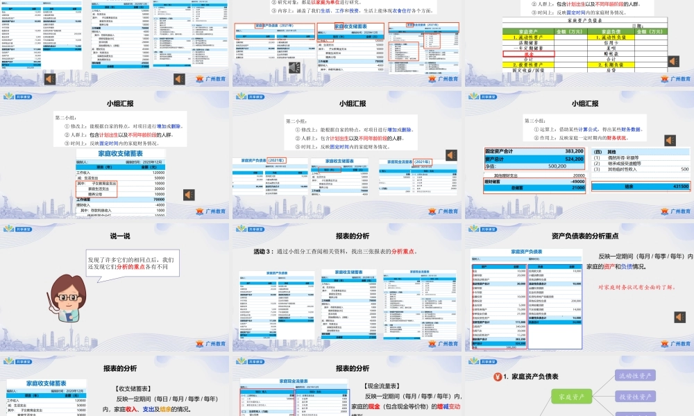 课时8_第三单元 家庭理财有规划_第2课时 家庭财务分析与报表编制-课件.pptx