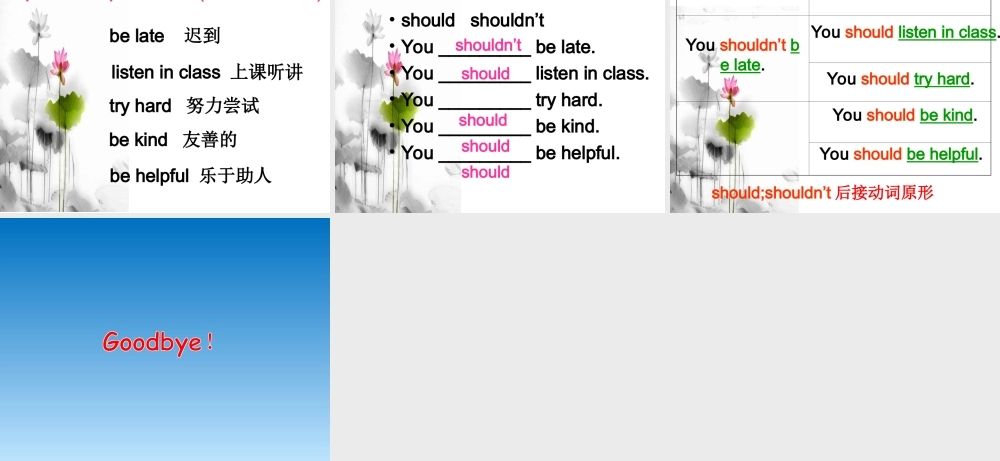 Unit 3 We should obey the rules Lesson 16--You should shouldn't 句型操练.ppt