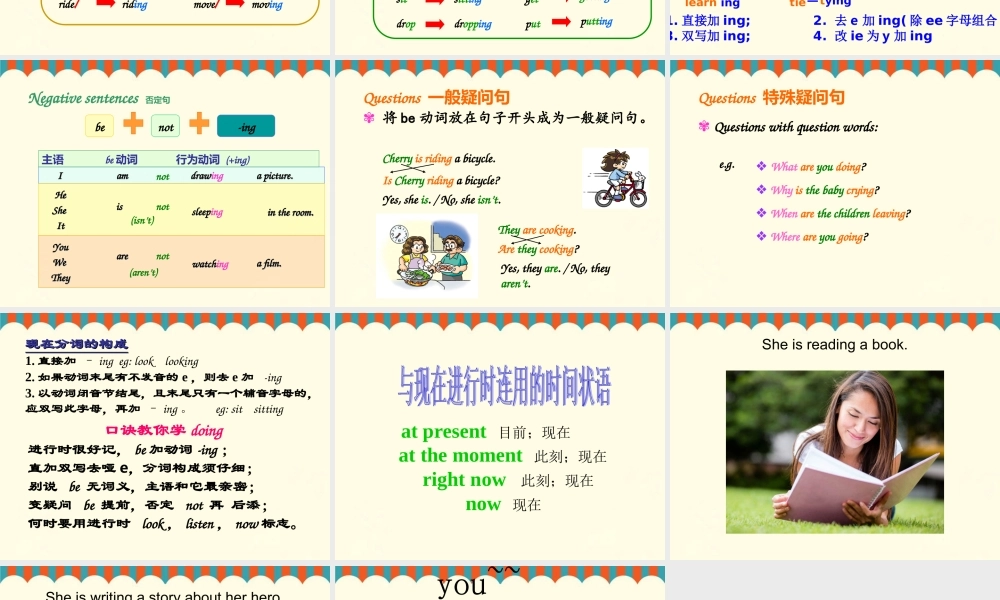 Unit 5 I'm cleaning my room Lesson 25--现在进行时.ppt