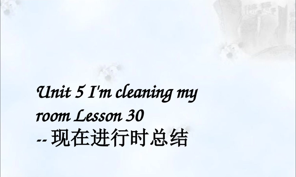 Unit 5 I'm cleaning my room Lesson 30--现在进行时总结.ppt